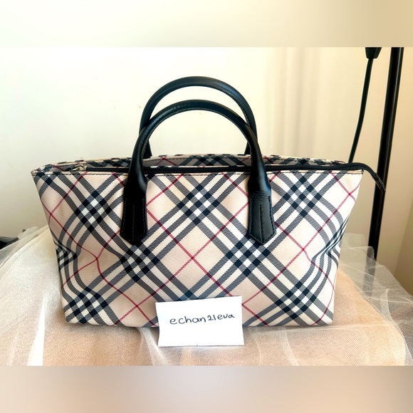 【☆JAPAN☆】Auth Burberry Blue Label Beige Nova Check Top Handle Handbag - Picture 2 of 15